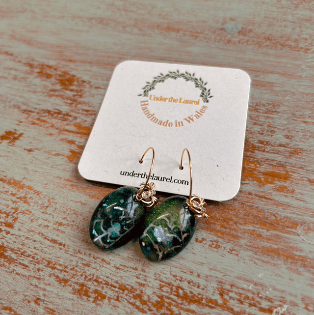 Dark Garden Spider and Spiderweb Earrings