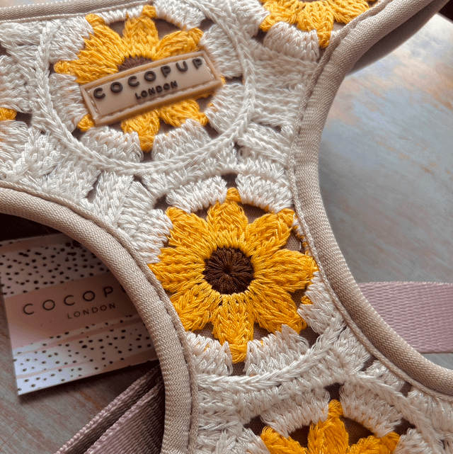 Cocopup London Sunflower Patch Adjustable Neck Harness - Medium