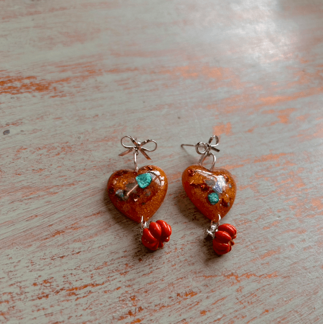 Pumpkin Heart Statement Earrings