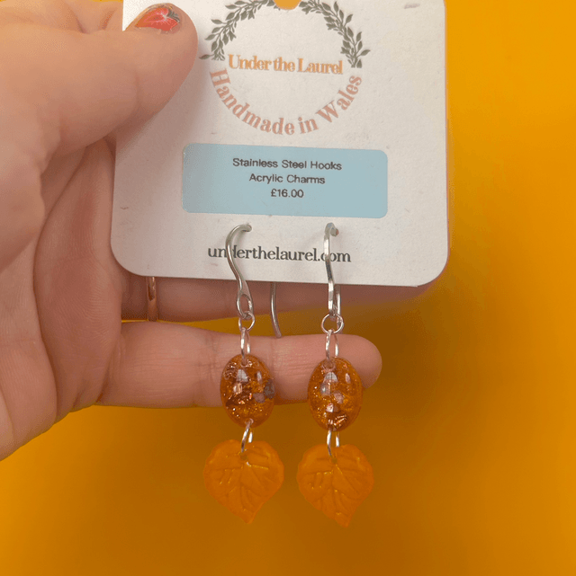 Leaf Earrings - Orange