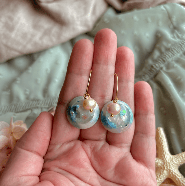 Circular Statement Hoop Earrings with Freshwater Pearls Gold Plated