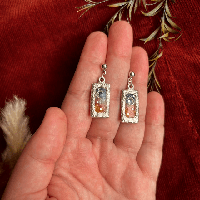 Dainty Sunset Moon Celestial Earrings