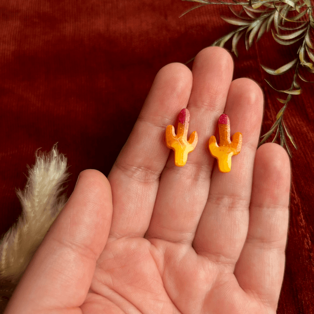 Sunset Cactus Stud Earrings