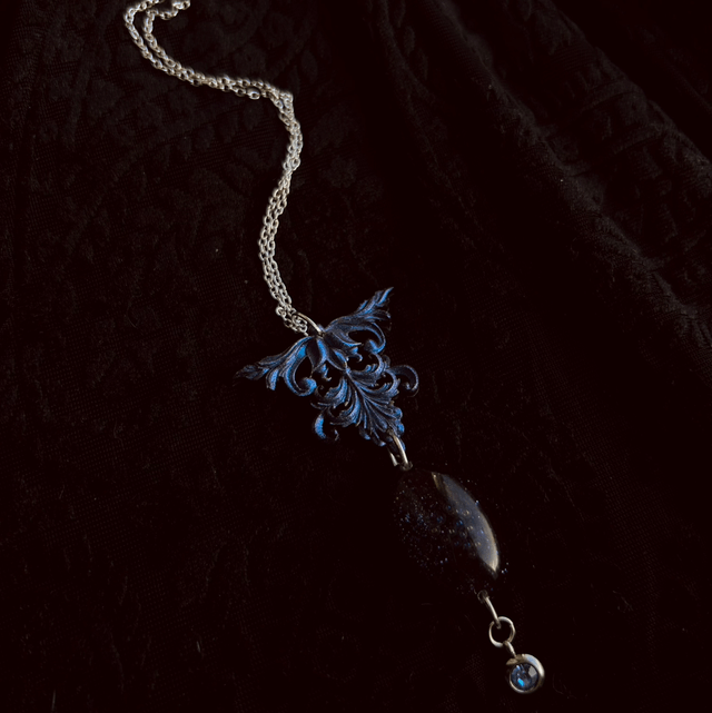 Blue / Black Baroque Resin Pendant