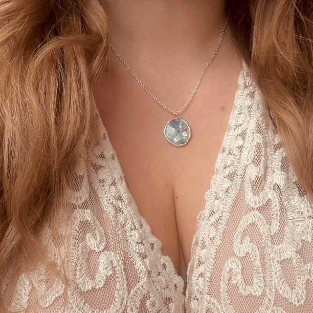 Circular Necklace with Silver Plated Bezel