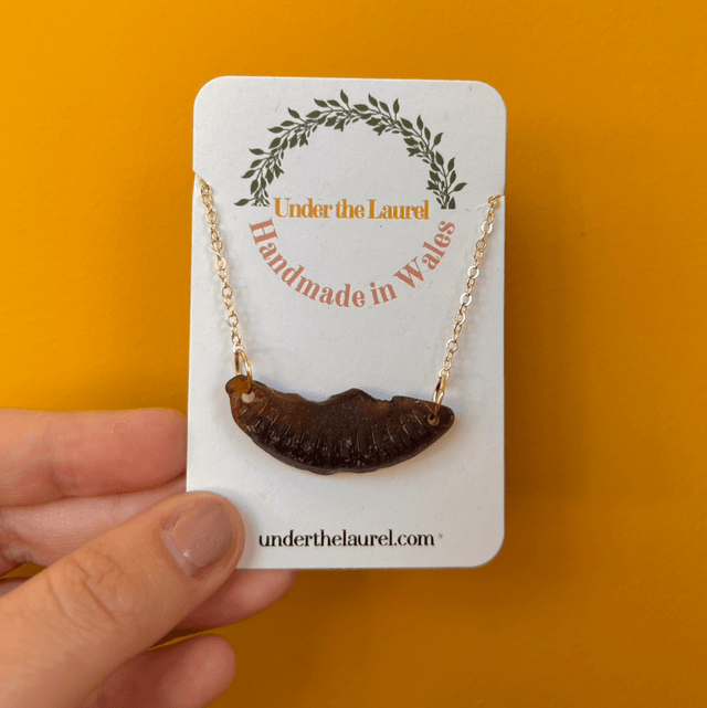 Brown Sea Glass Necklace Gold Plated Chain
