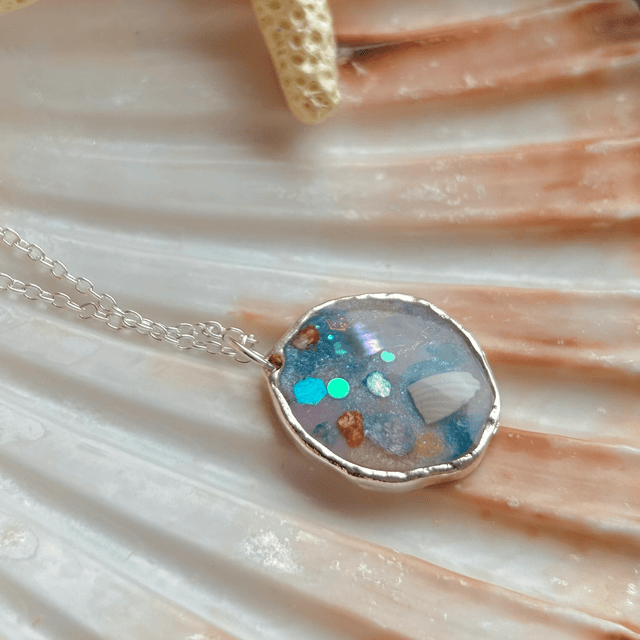 Circular Necklace with Silver Plated Bezel