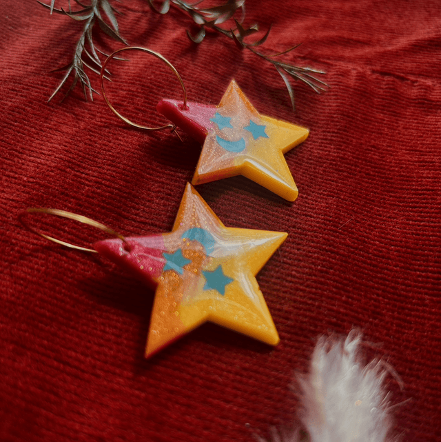 Statement Star Earrings With Turquoise Celestial Details