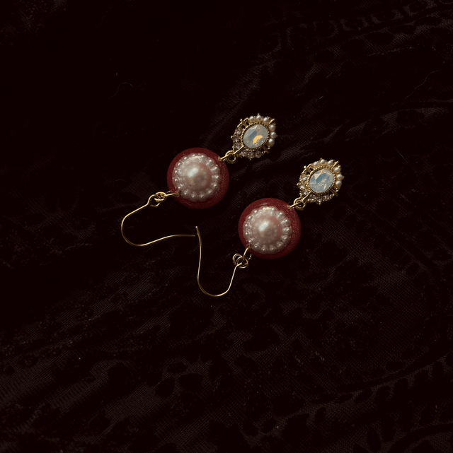 Ornate Pearl and Opal Earrings