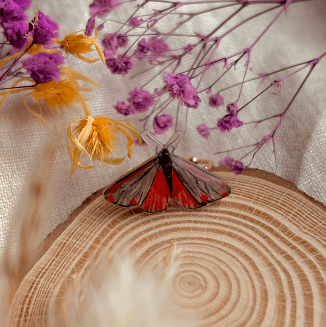 Cinnabar Moth Ring - Adjustable