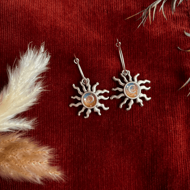Celestial Sun Earrings with Moon details