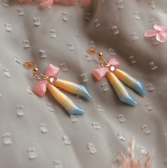 Pastel Rainbow Bow Earrings