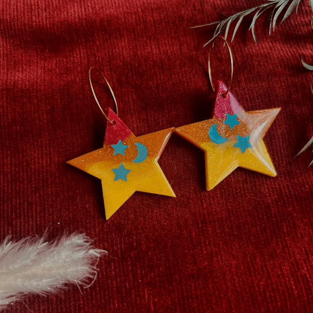 Statement Star Earrings With Turquoise Celestial Details