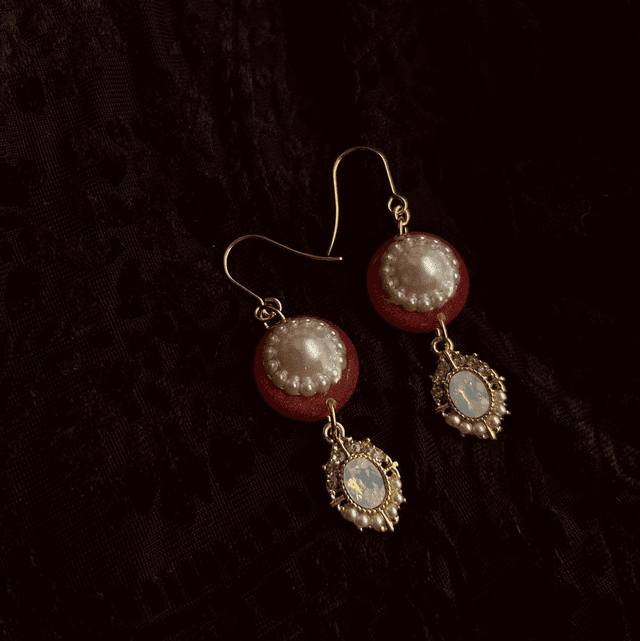 Ornate Pearl and Opal Earrings