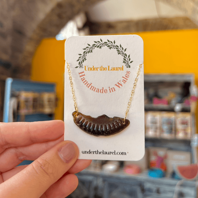 Brown Sea Glass Necklace Gold Plated Chain