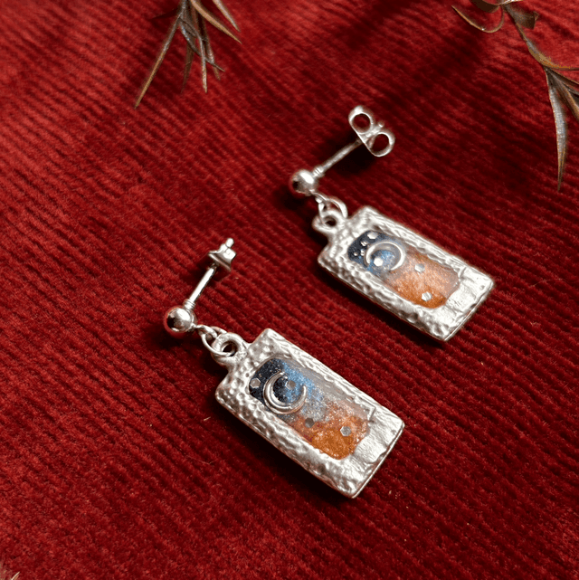 Dainty Sunset Moon Celestial Earrings