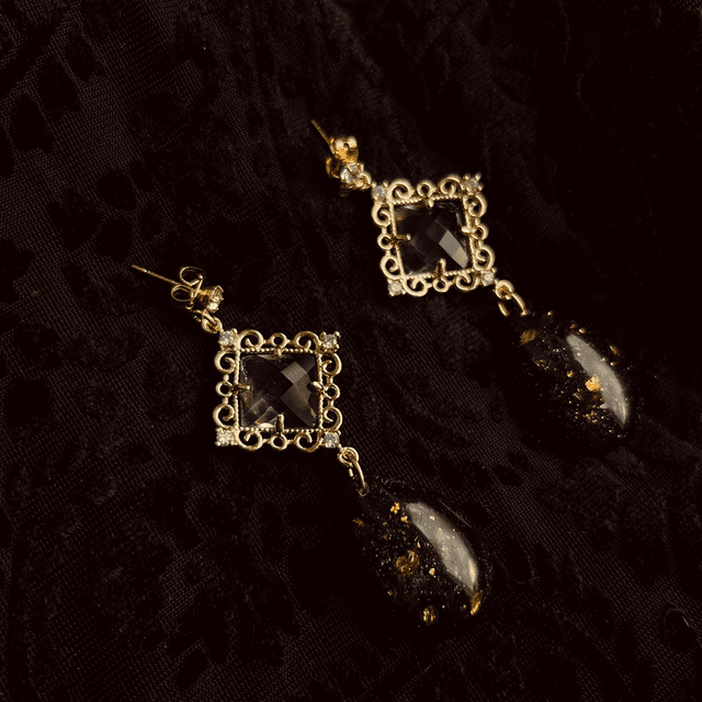 Ornate Crystal Teardrop Earrings 