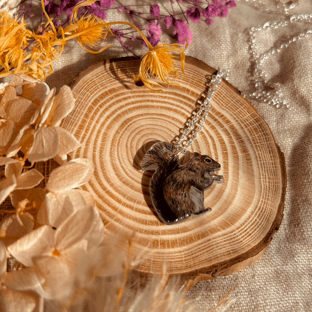 Grey Squirrel Necklace