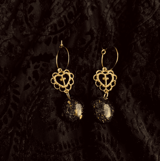 Heart and Cross Hoop Earrings