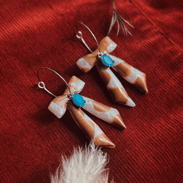 Cow Print Bow Earrings - Hoops 