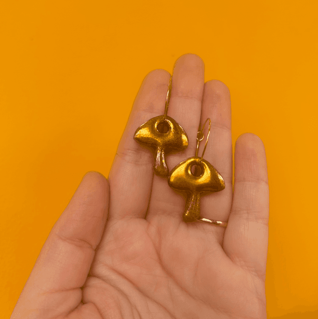 Mushroom Earrings - Gold