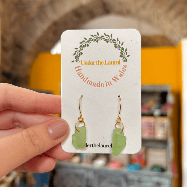 Pale Green Sea Glass Hook Earrings