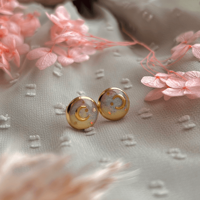 Pastel Celestial Stud Earrings Gold
