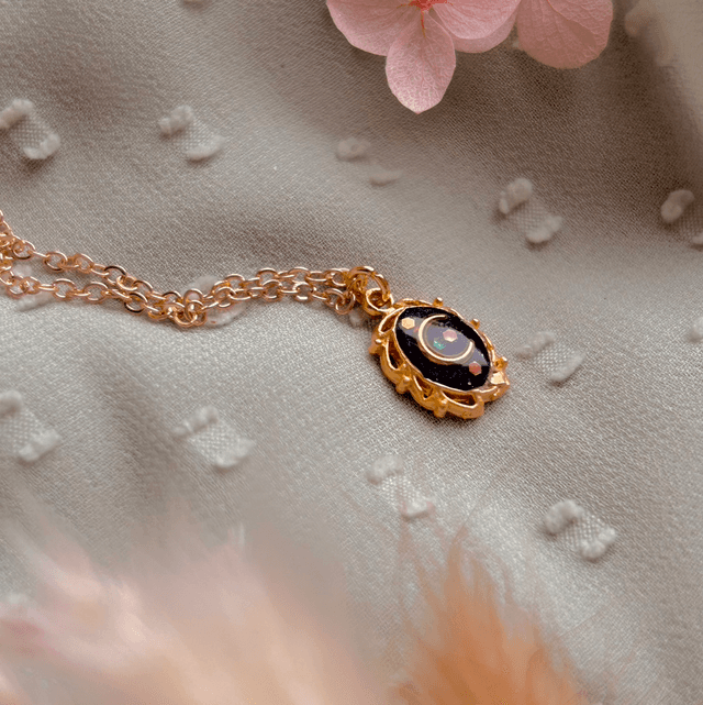 Dark Celestial Pendant Necklace Gold